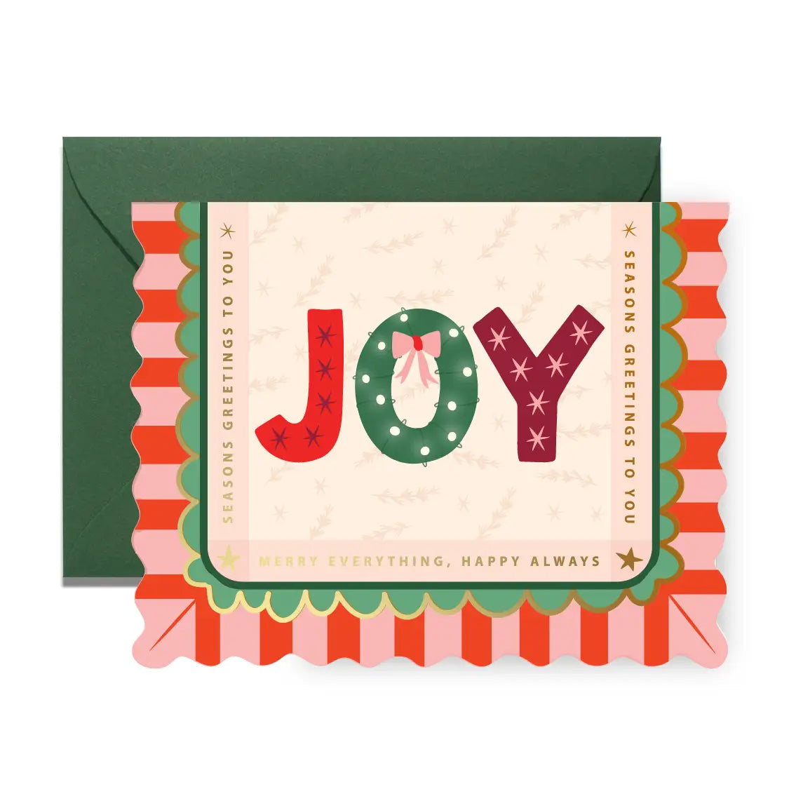 Joy Striped Scallop Greeting Card