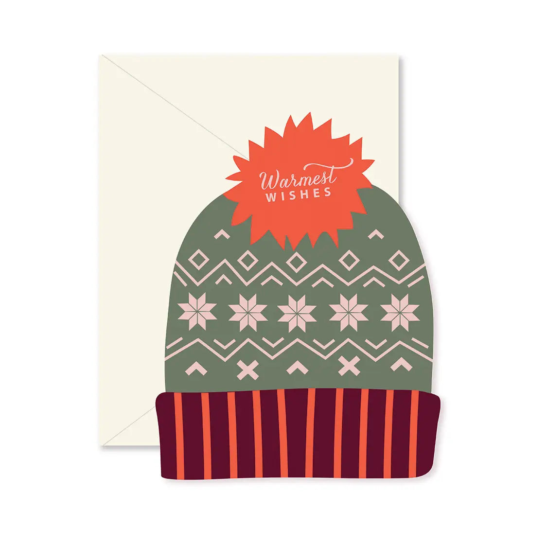 Warmest Wishes Hat die-cut flat Greeting Card