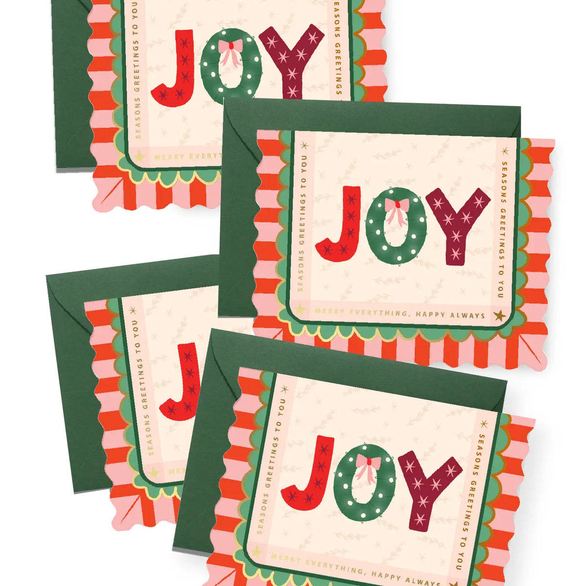 Joy Striped Scallop die-cut Greeting Card Boxed Set
