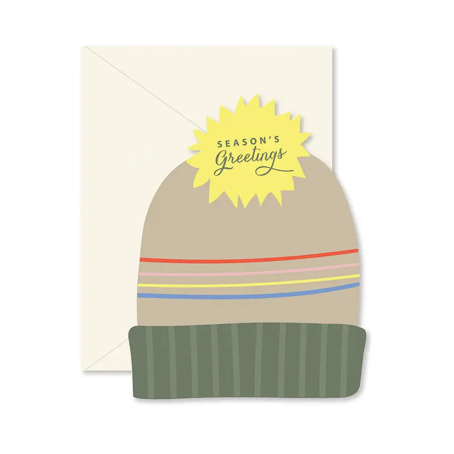 Seasons Greetings Hat die-cut flat Greeting Card