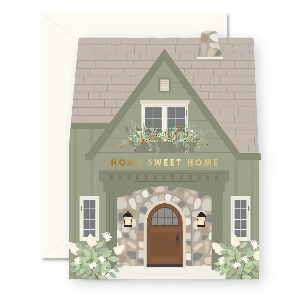 Green Home Sweet Home die-cut folded Greeting Card