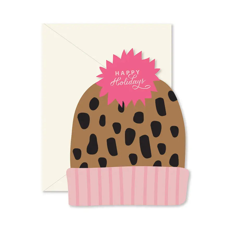 Happy Holidays Hat die-cut flat Greeting Card