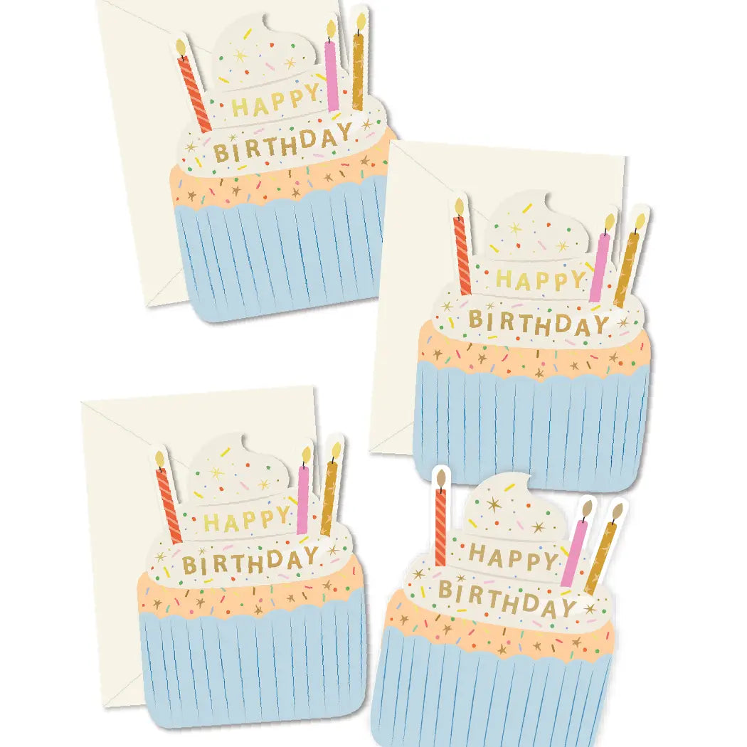 Birthday Cupcake die-cut folded Greeting Card Boxed Set