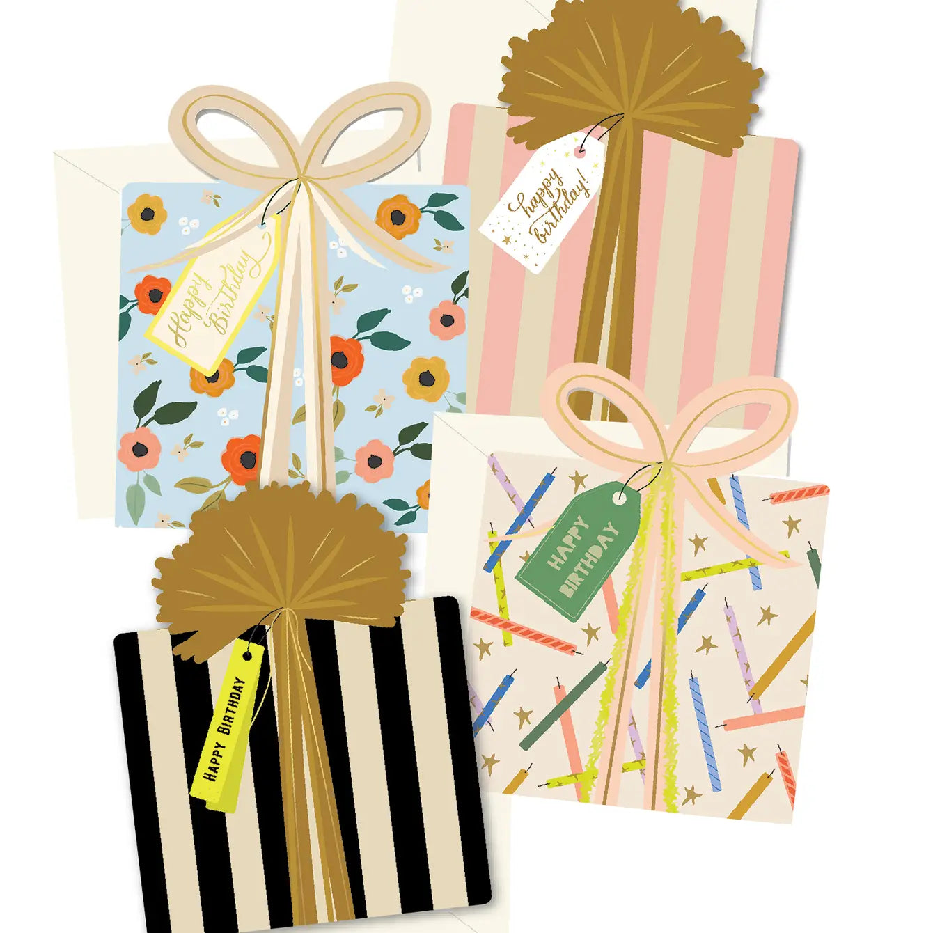 Variety Birthday Gifts die-cut folded Greeting Cards Boxed Set