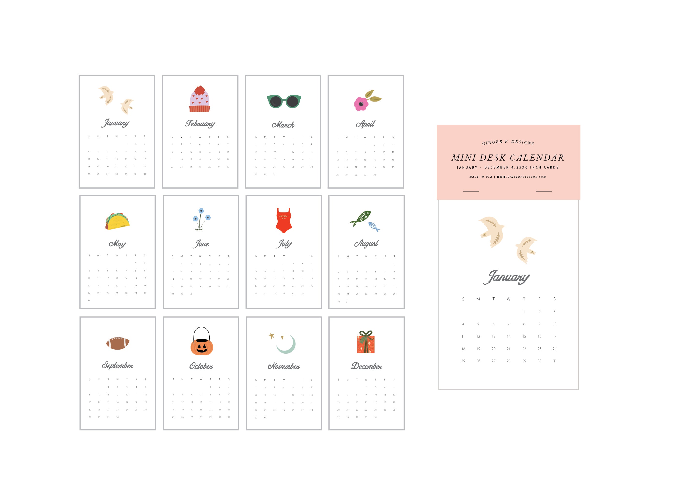 2026 Ginger P. Mini Calendars