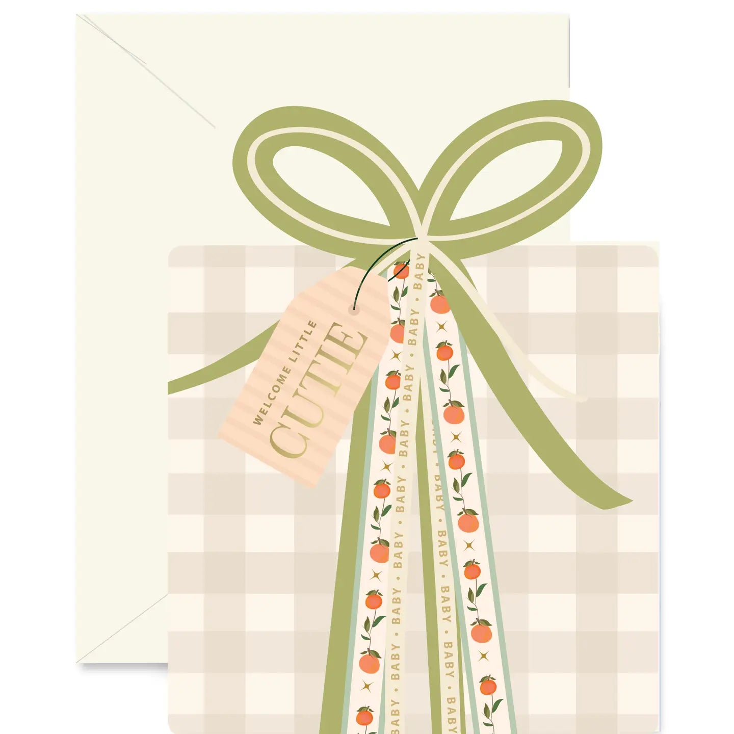 Cutie Gingham Baby Gift Die-Cut Greeting Card
