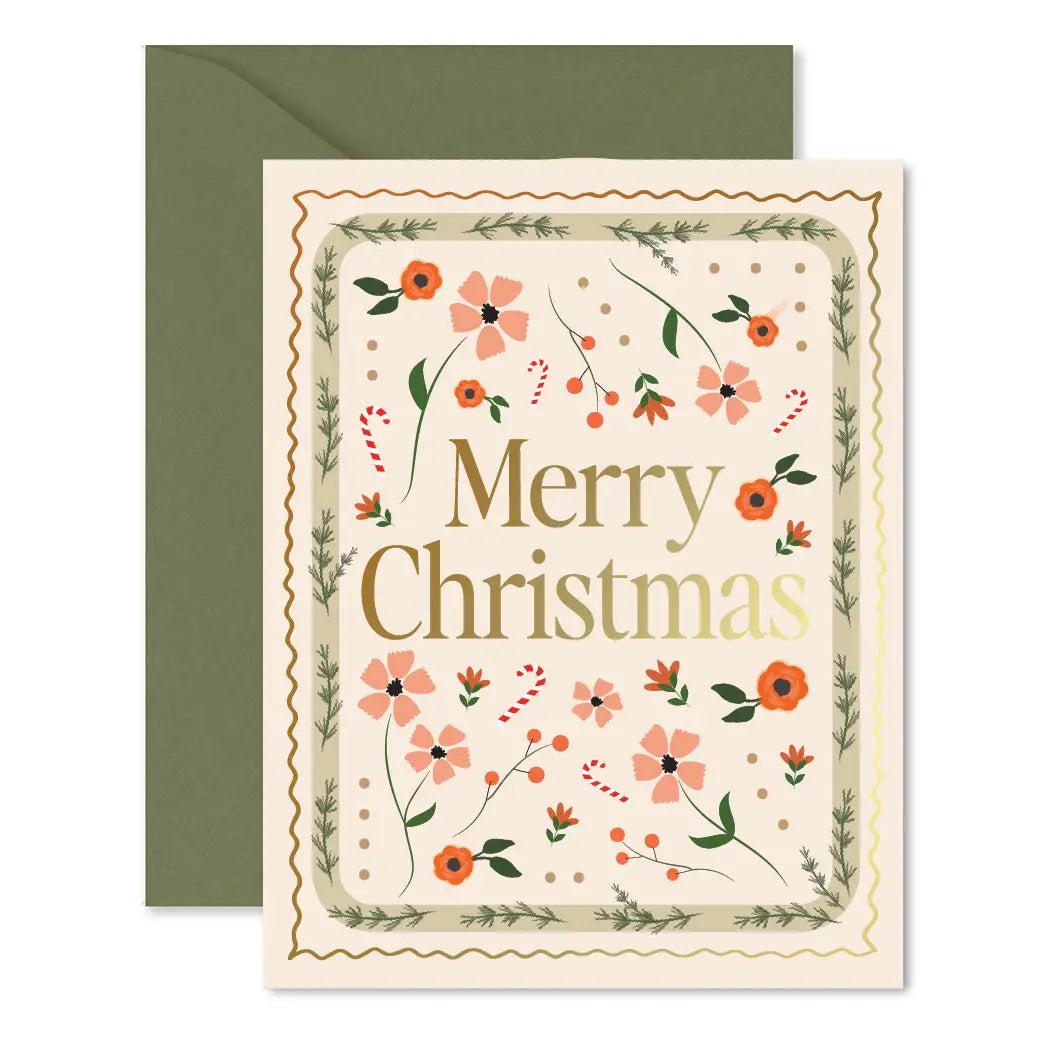 Christmas Mosaic Floral Greeting Card
