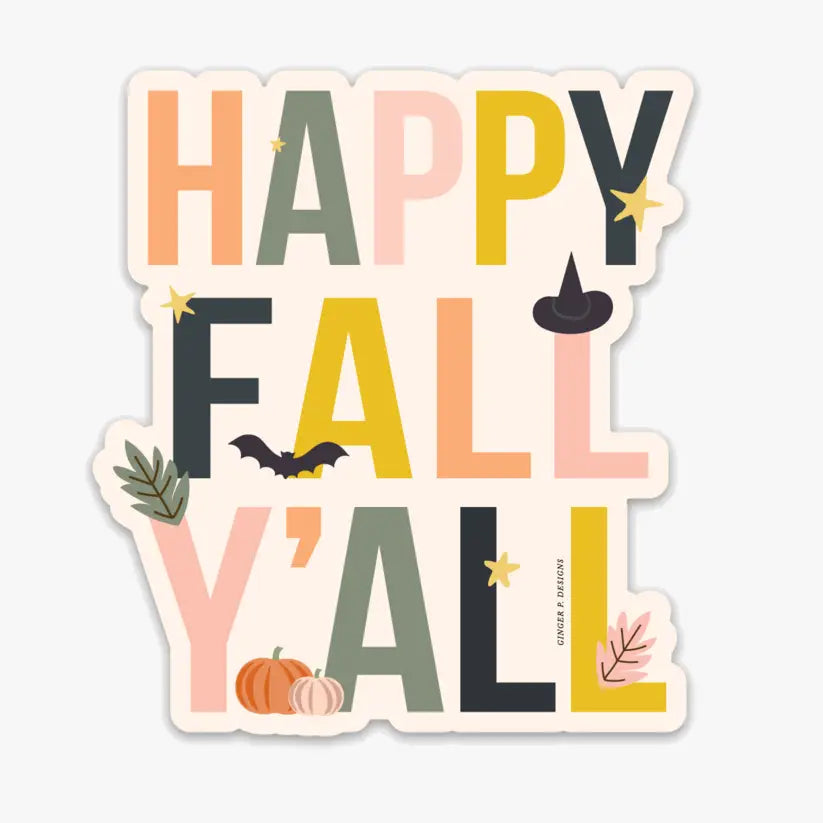Happy Fall Y'all Vinyl Sticker