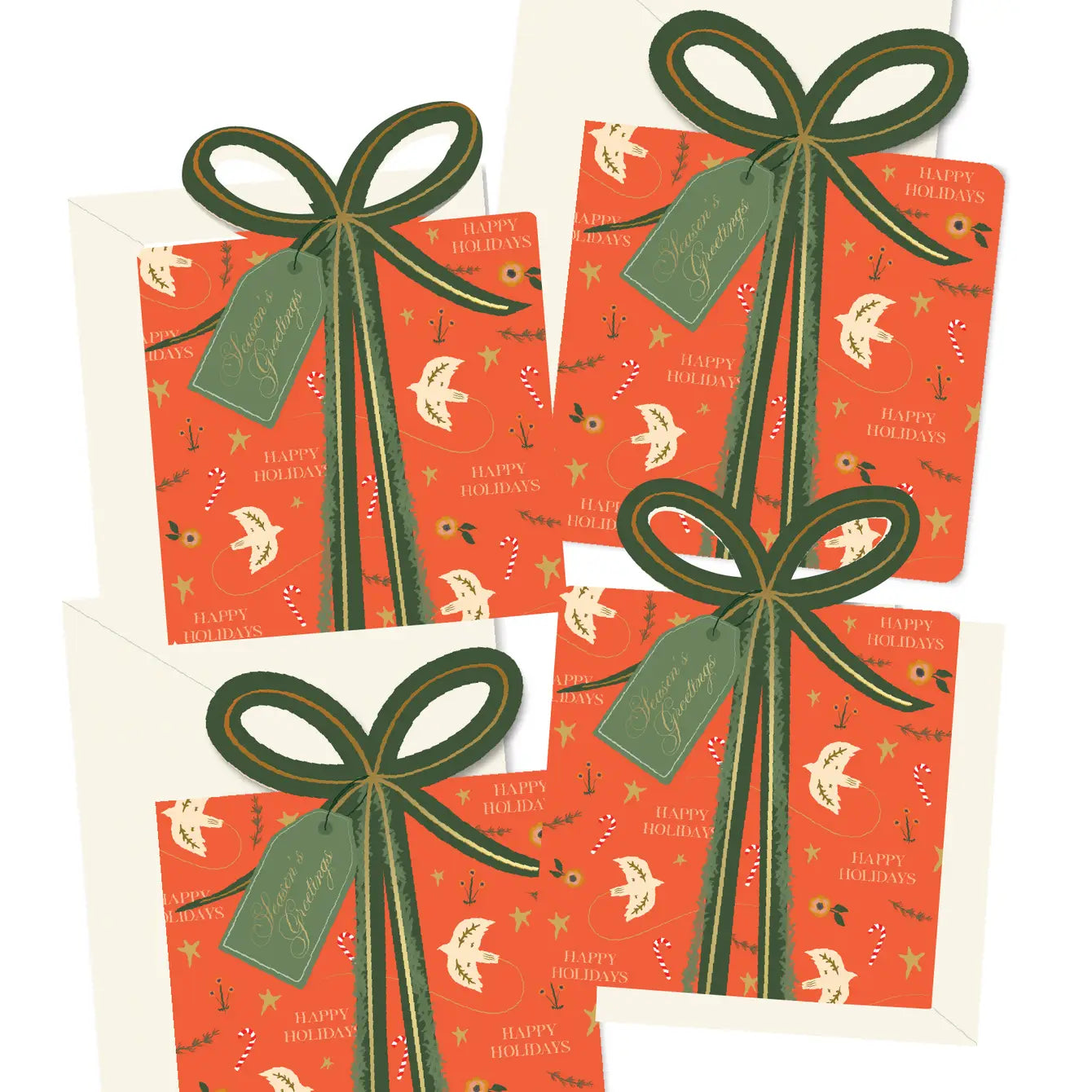 Holiday Red Gift die-cut folded Greeting Cards Boxed Set