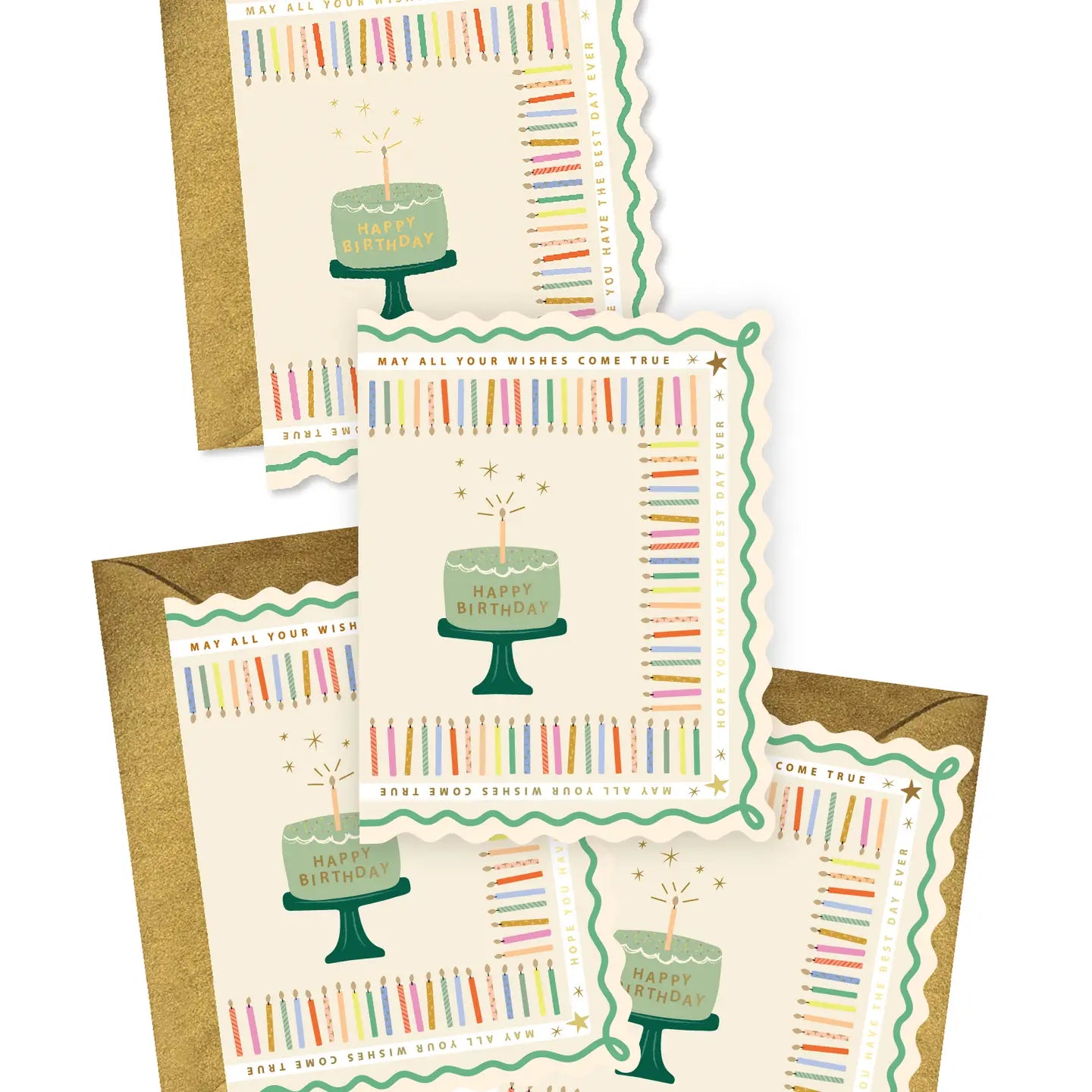 Birthday Cake and Candles Scallop Greeting Card Boxed Set