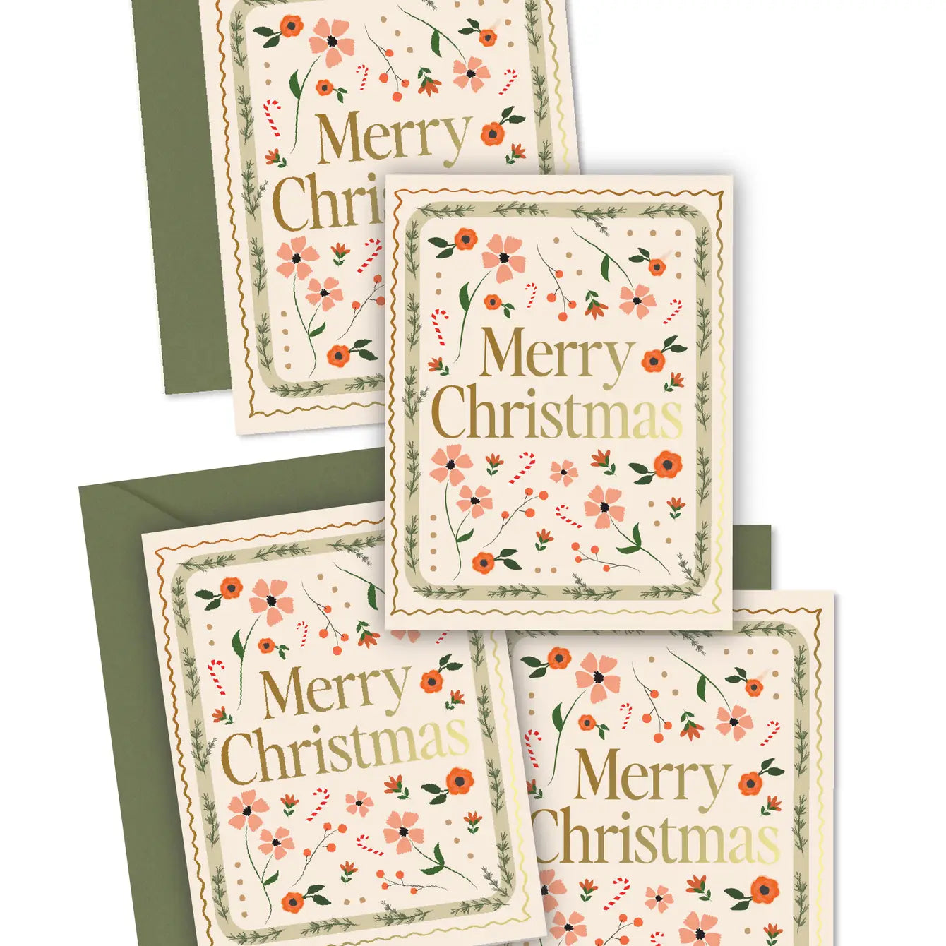 Christmas Mosaic Floral Greeting Cards Boxed Set