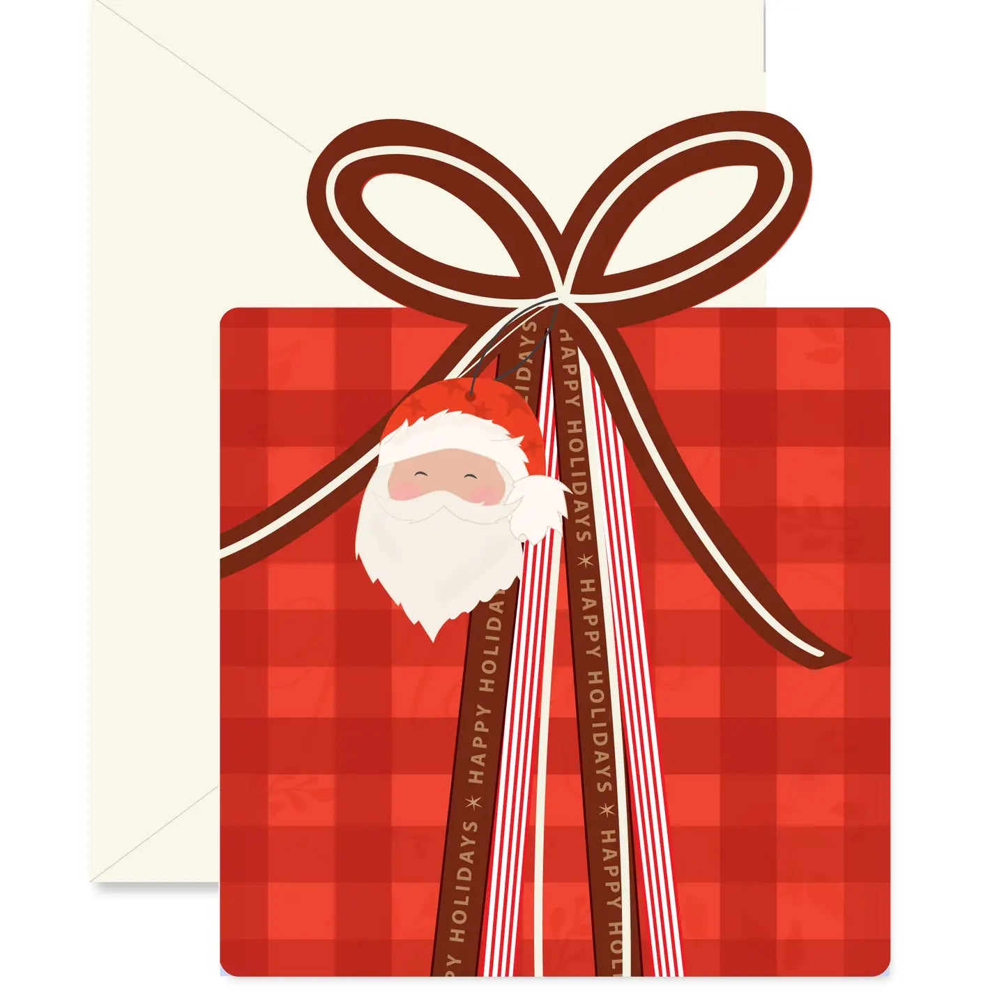Santa Red Gingham Gift Greeting Card