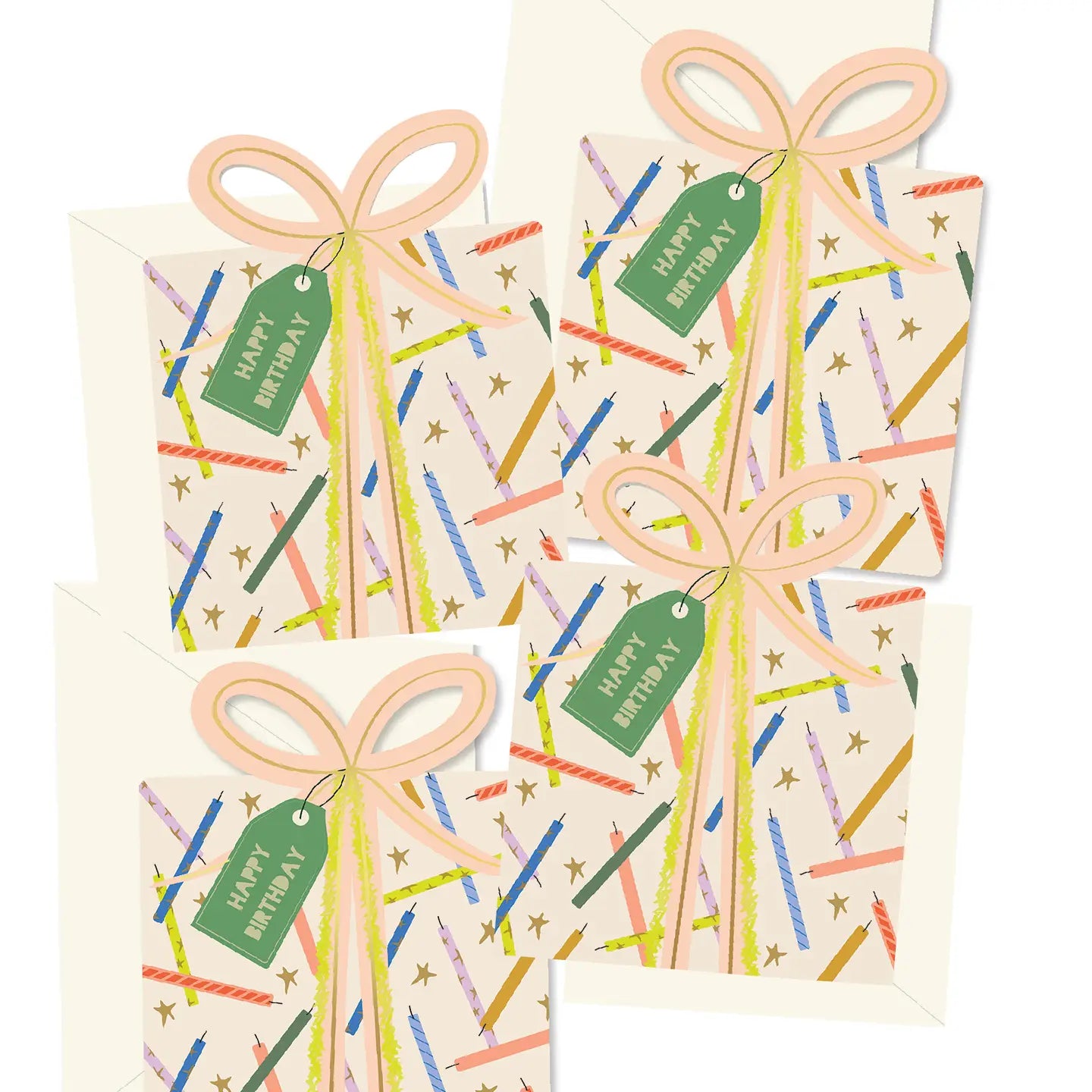 Birthday Gift Star Candles die-cut folded Greeting Cards Boxed Set