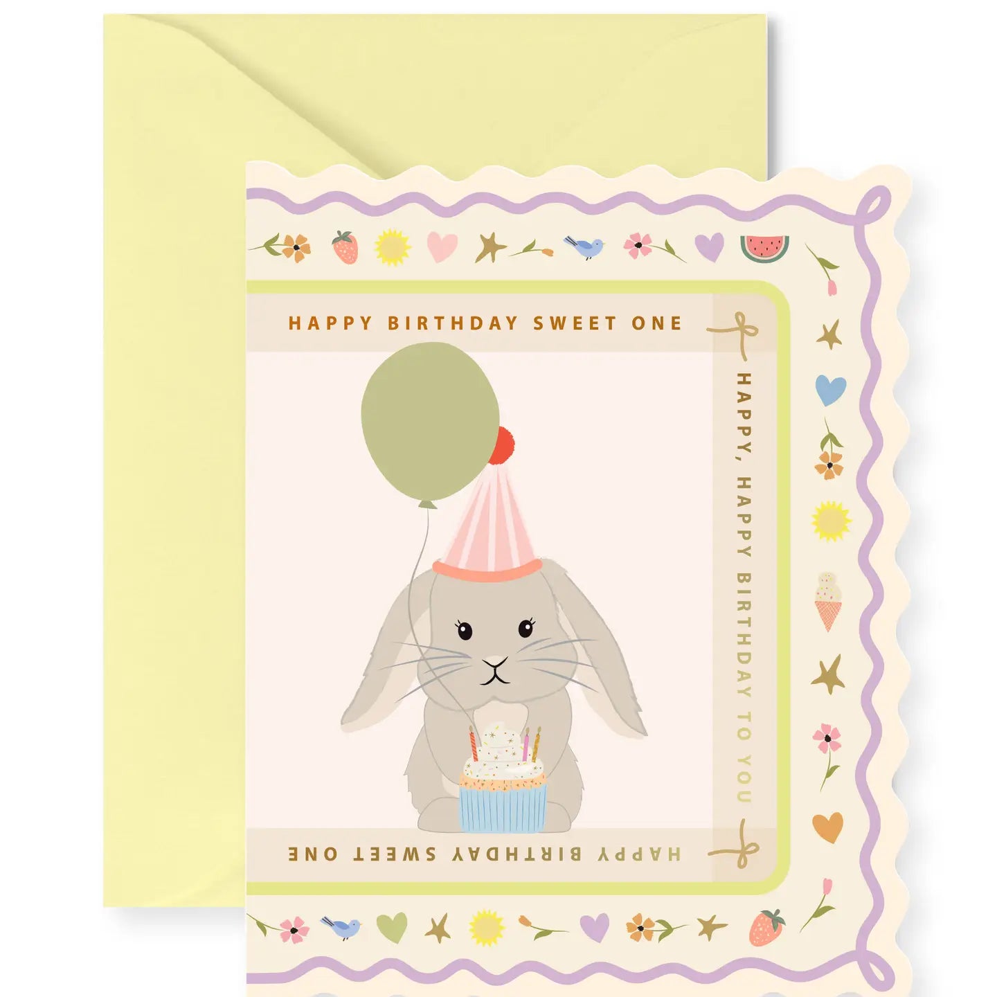 Birthday Bunny Scallop Greeting Card