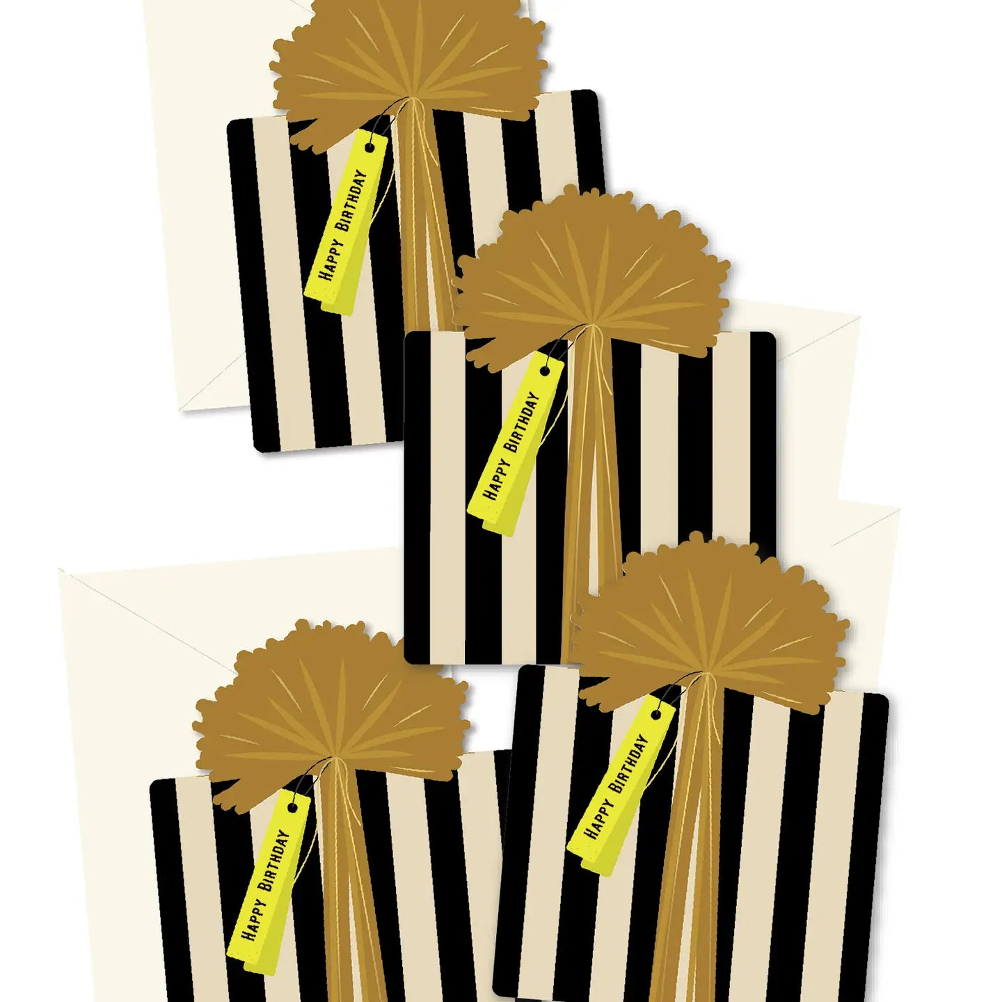 Black Stripe Birthday Gift die-cut folded Greeting Cards Boxed Set