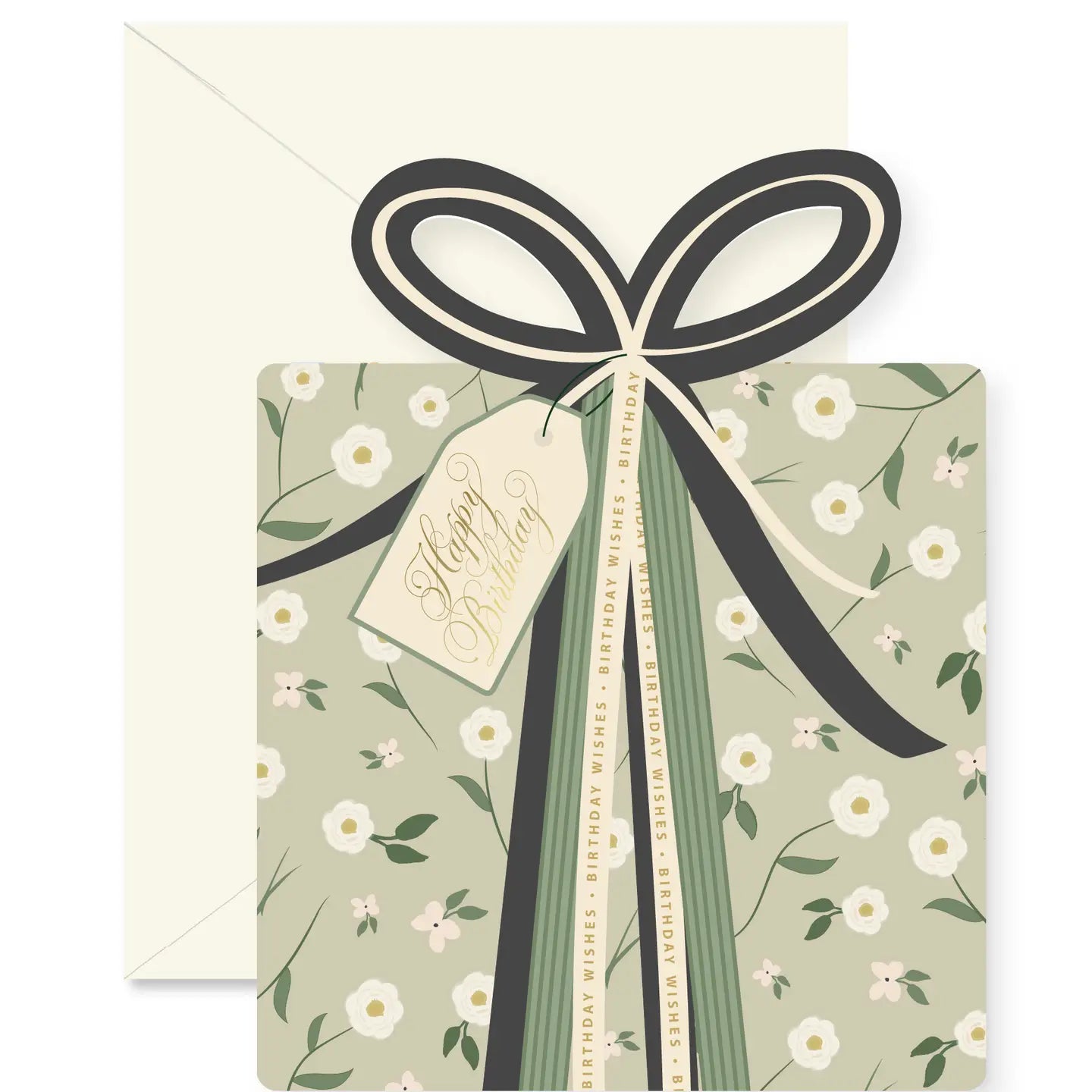 Cathy Floral Birthday Gift die-cut folded Greeting Card