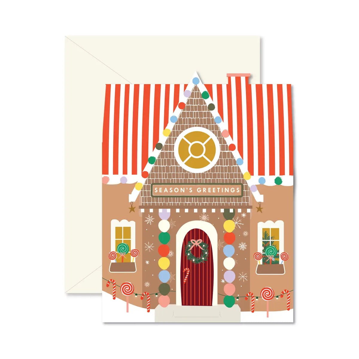 Gingerbread House die-cut folded Greeting Card