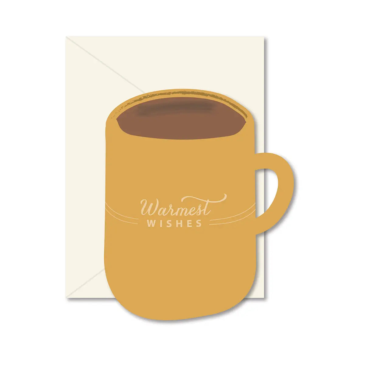 Warmest Wishes Coffee Mug die-cut folded Greeting Card