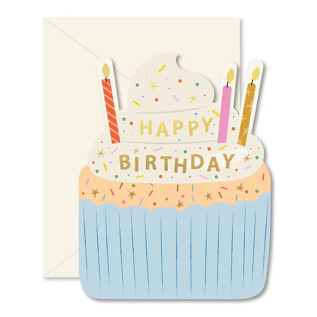 Birthday Cupcake die-cut folded Greeting Card
